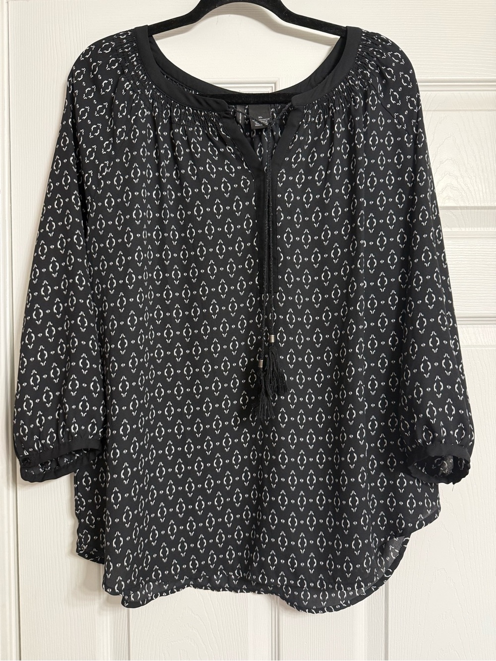 new directions Black Printed Peasant Tunic